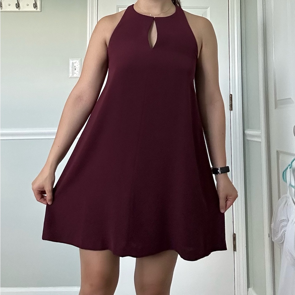 Maroon dress with hook front. Size XXSP